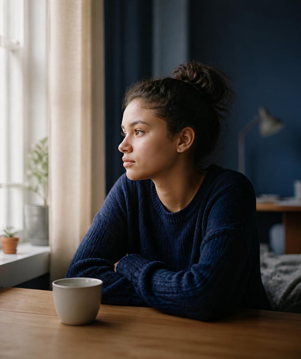 Jonge vrouw in gesprek met een begeleider